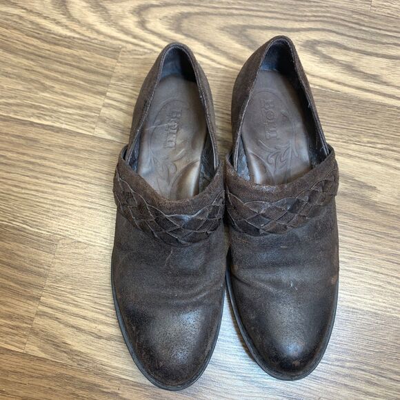 BORN Hensley Braided Low Heel Clogs Slip On Shoes Brown Leather Womens Size 8M - Picture 6 of 11